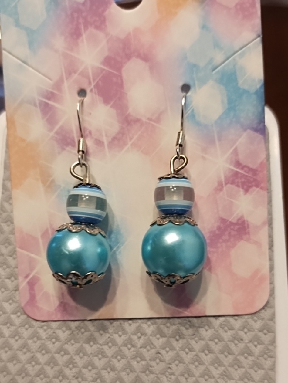 Blue Beaded Drop Earrings - Fashion Brand